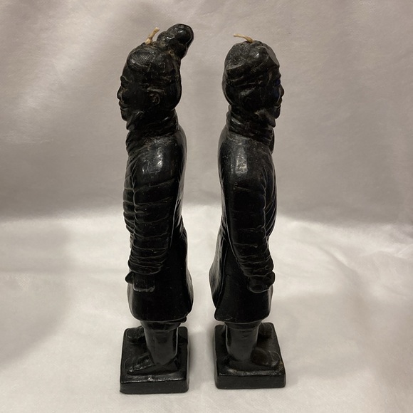 Pair of 2 Black Chinese Terracotta Warrior Statuette Candles - Picture 4 of 11
